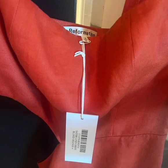 NWT Reformation Satori Linen Dress in Blood Orange -  threedaughtersproperties.com